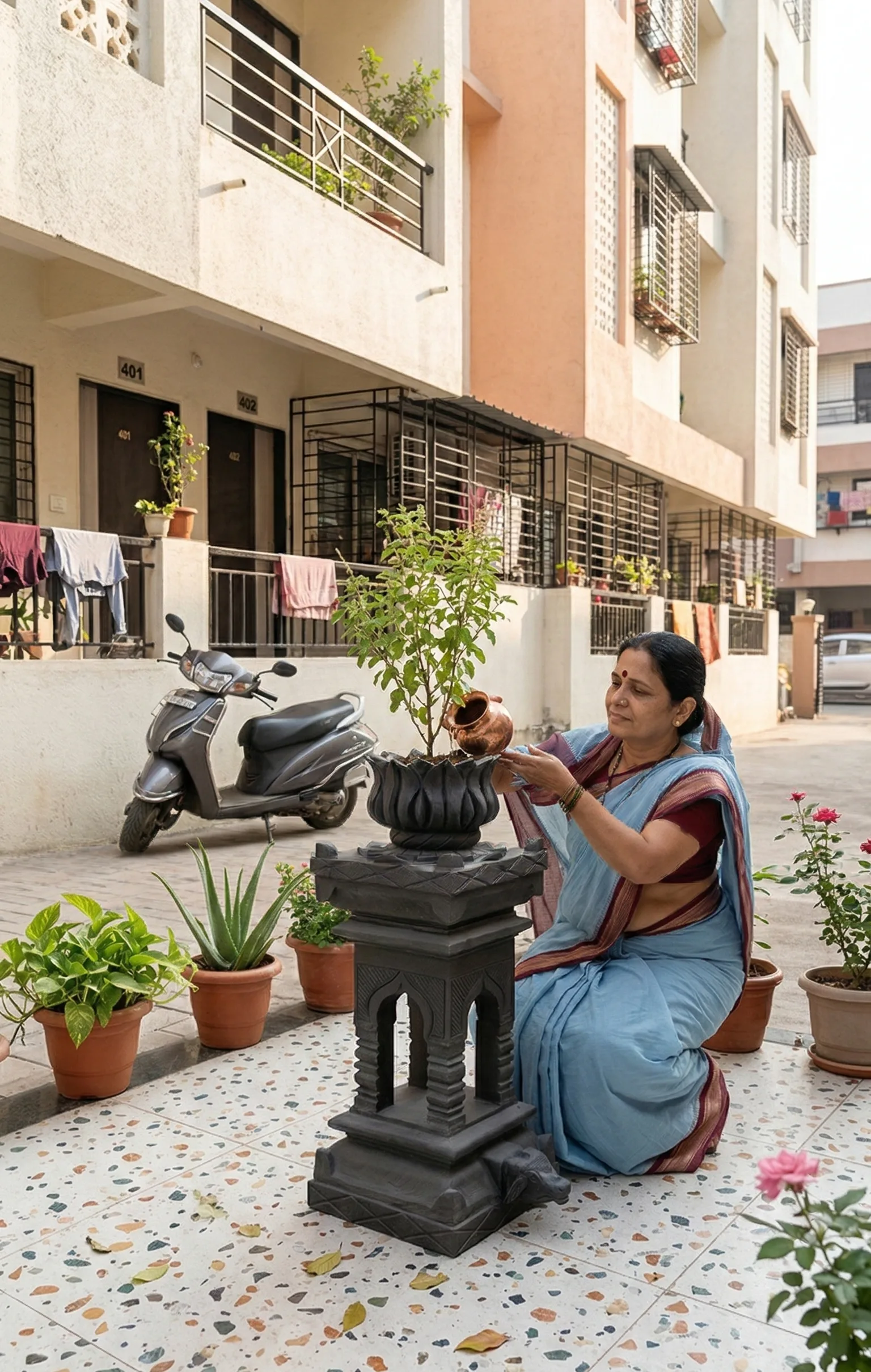 Stone carving detail Tulsi katta