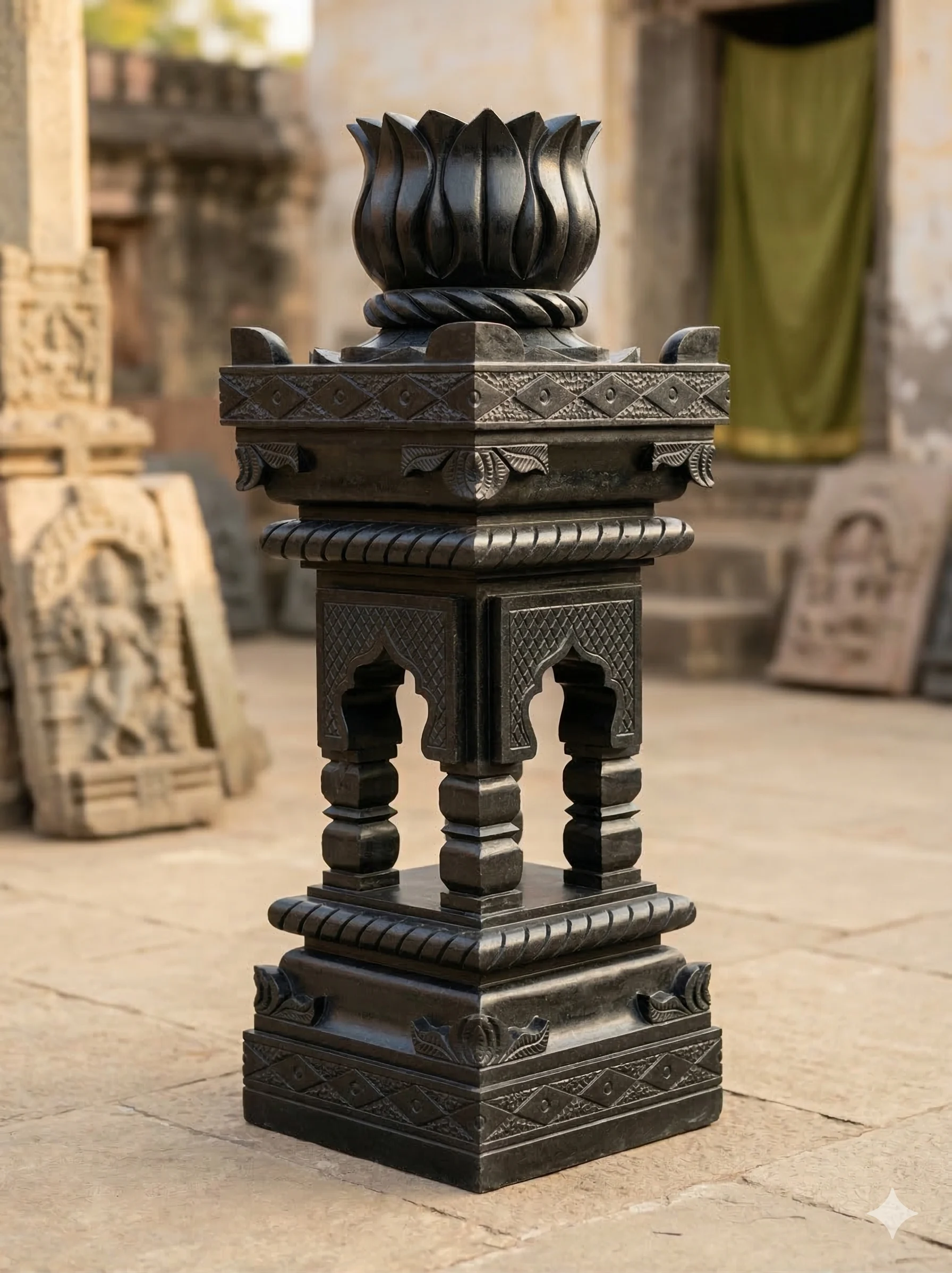 handcrafted black stone Tulsi Vrindavan