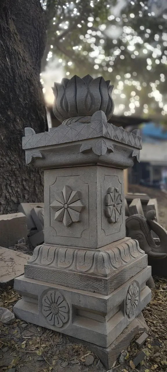 artisan carved Tulsi Vrindavan
