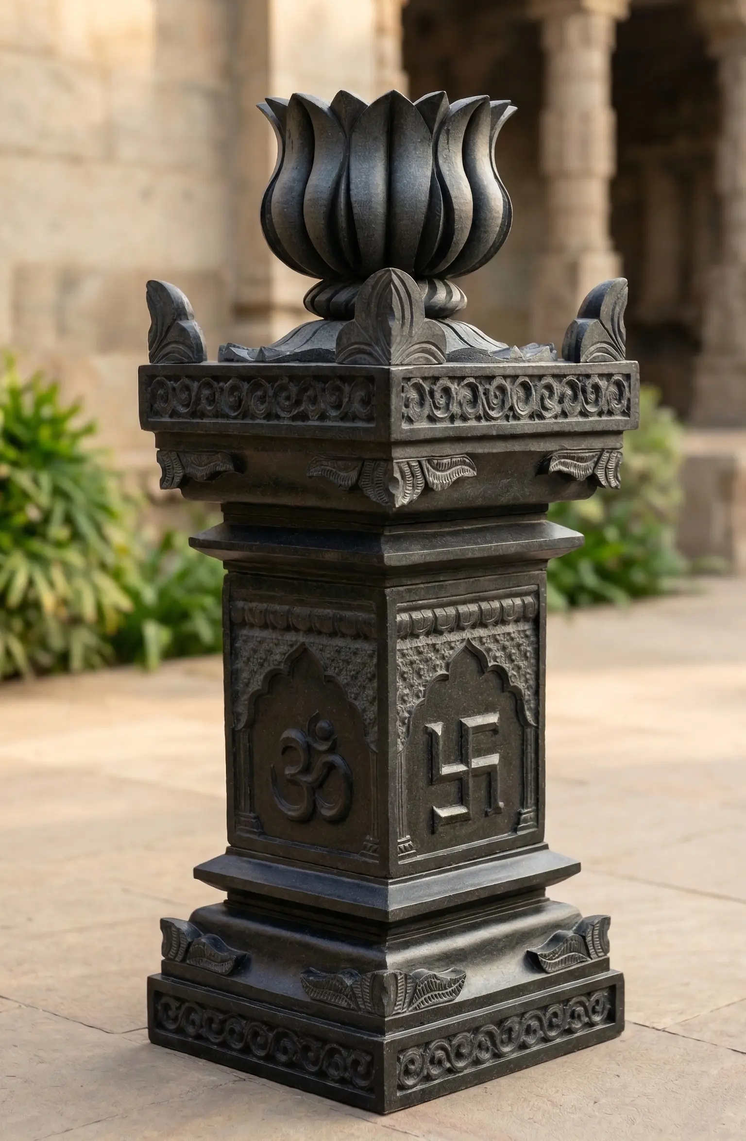 handcrafted black stone Tulsi Vrindavan