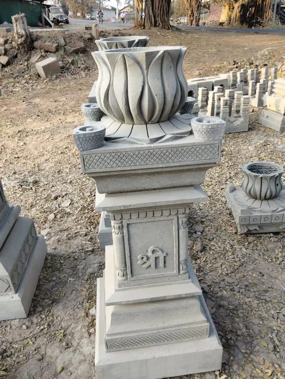 handcrafted black stone Tulsi Vrindavan