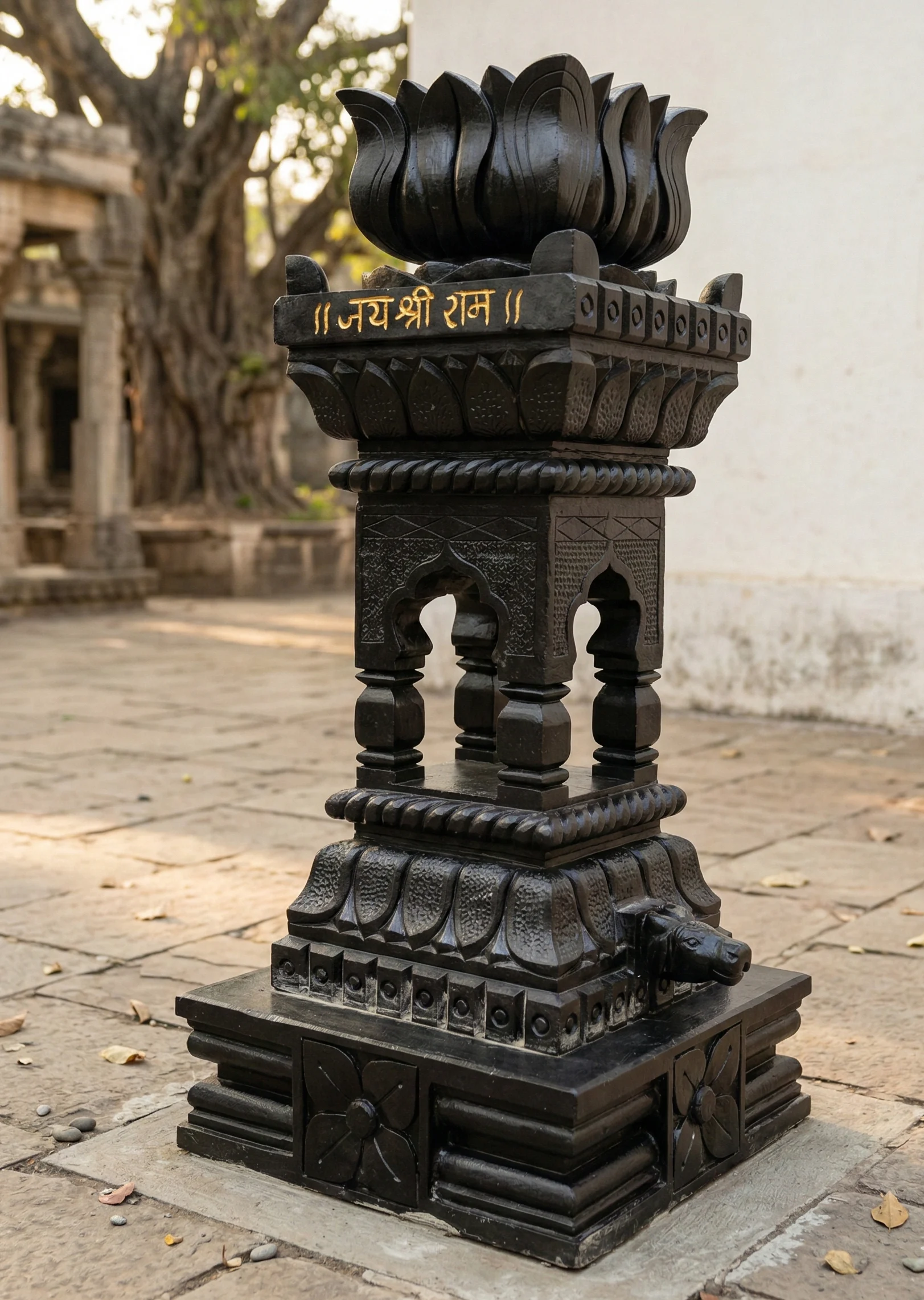 artisan carved Tulsi Vrindavan