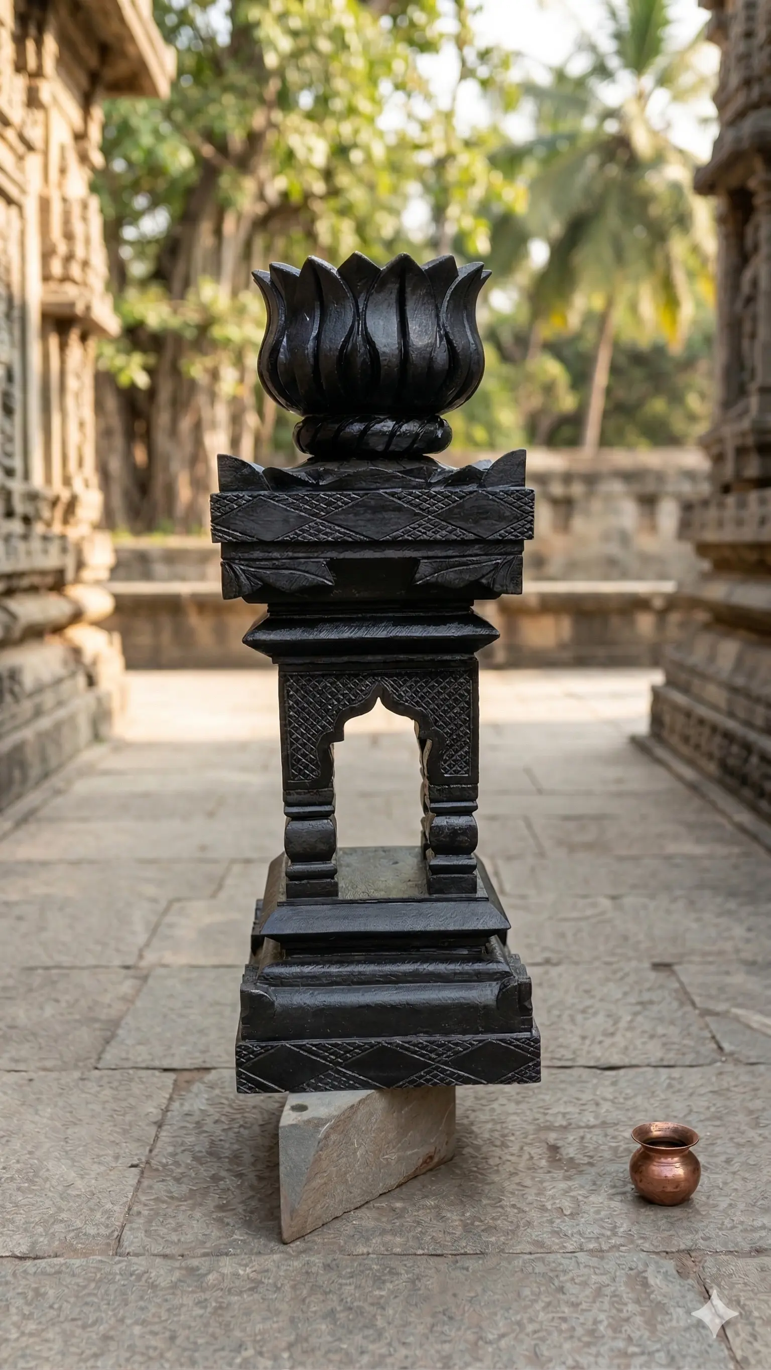 handcrafted black stone Tulsi Vrindavan