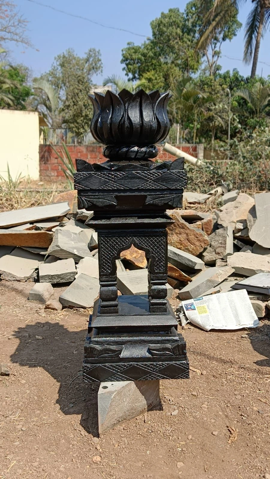 handcrafted black stone Tulsi Vrindavan