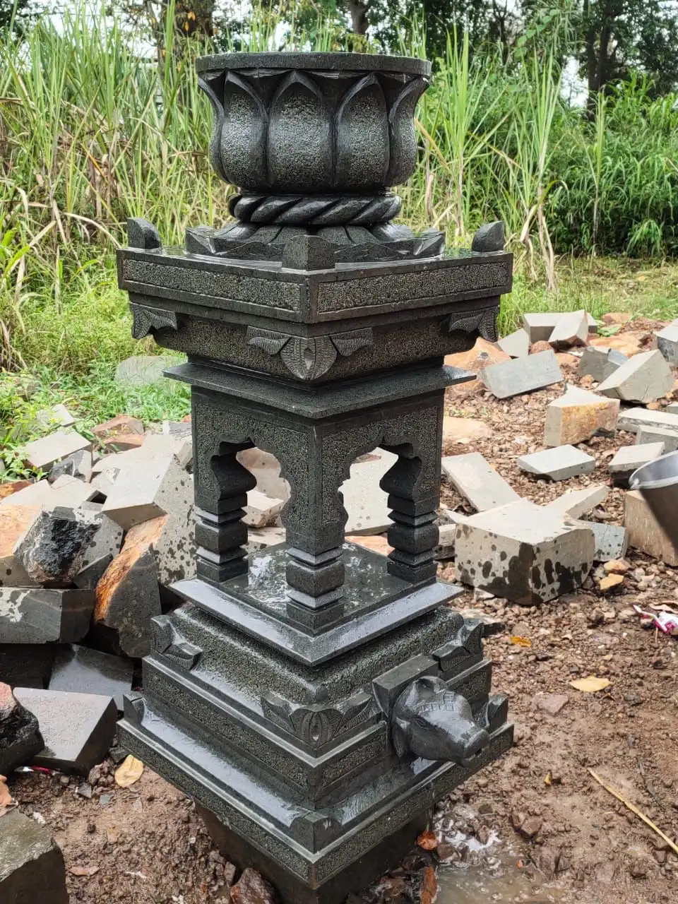 handcrafted black stone Tulsi Vrindavan